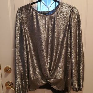 NWT- INC. Black/silver 2X dressy top